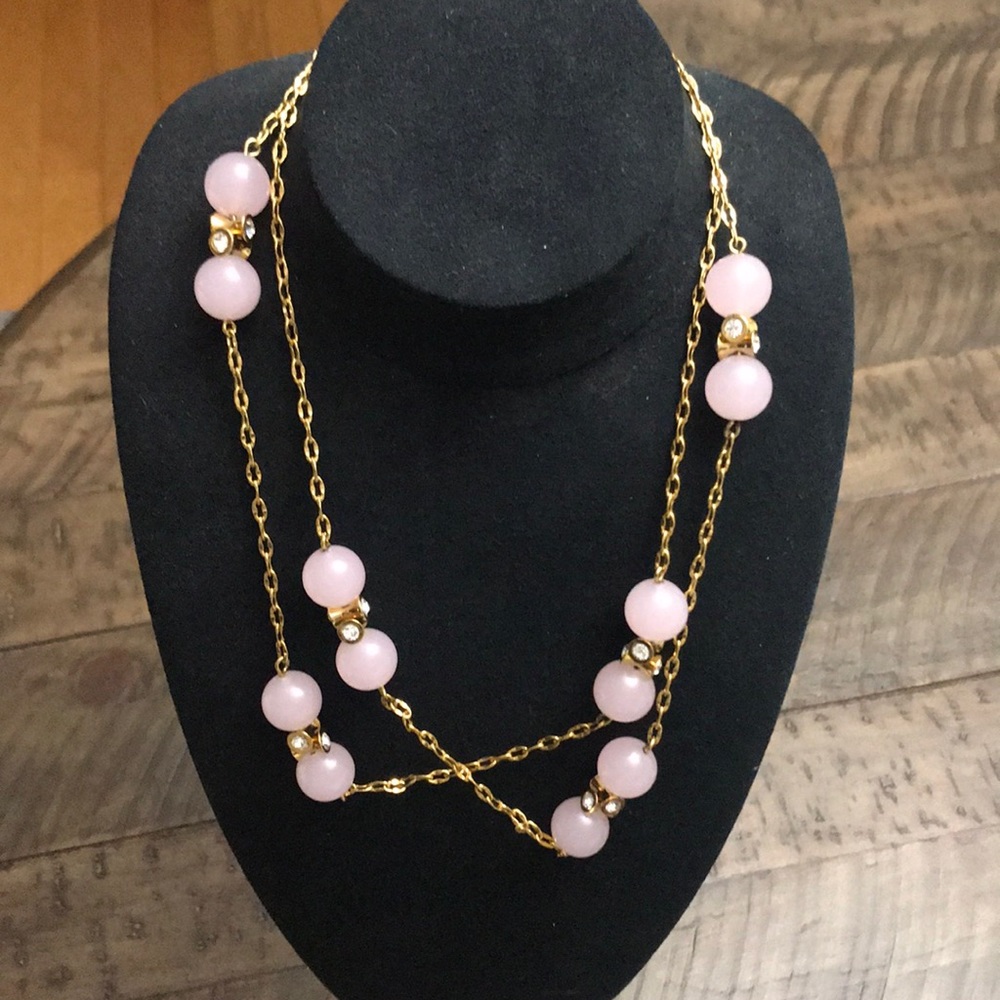 J.Crew gold tone rose quartz statement necklace